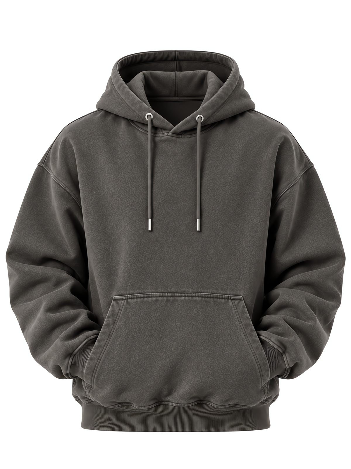 Brushed Fleece Hoodie in charcoal — flat-lay front view