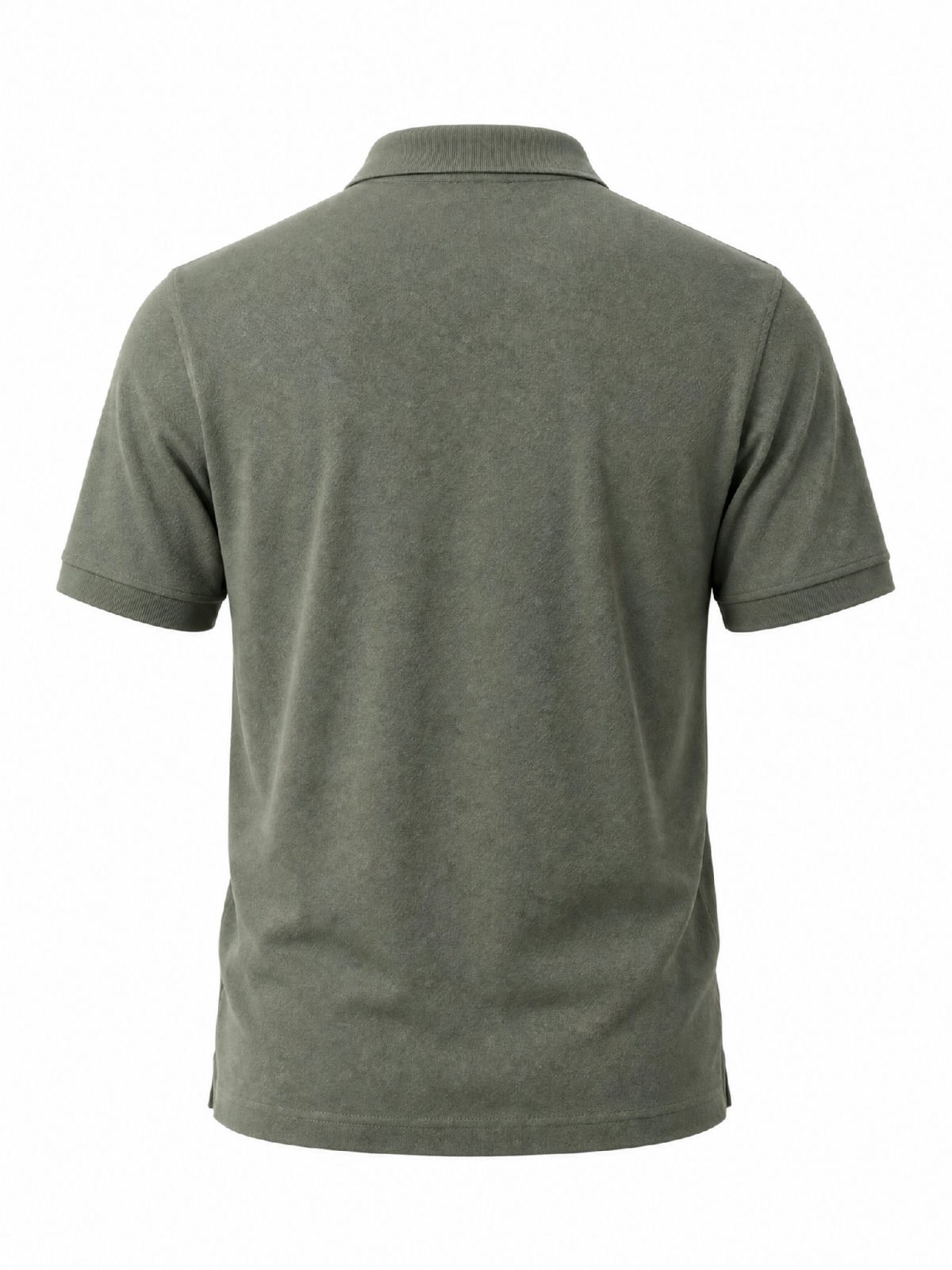 Heathered Polo Shirt in olive — back view