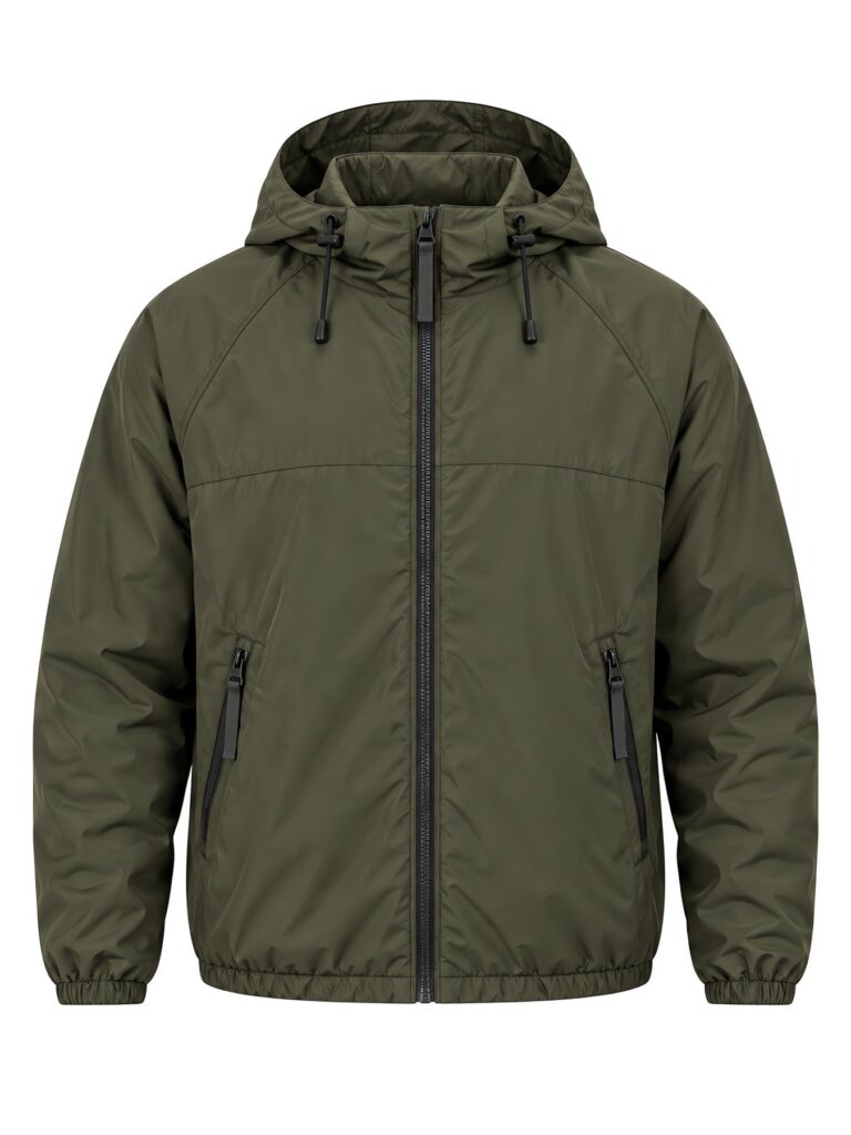 Hooded zip shell jacket with a drawcord hood, zip hand pockets and elasticated cuffs and hem