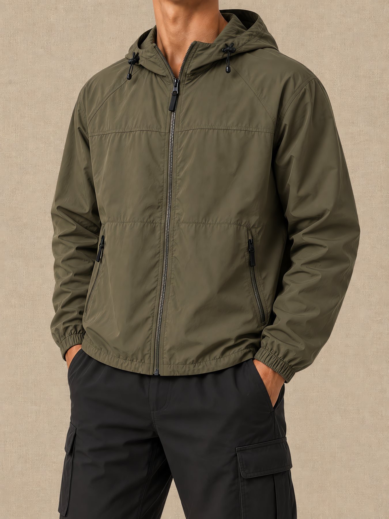 windbreaker — on body