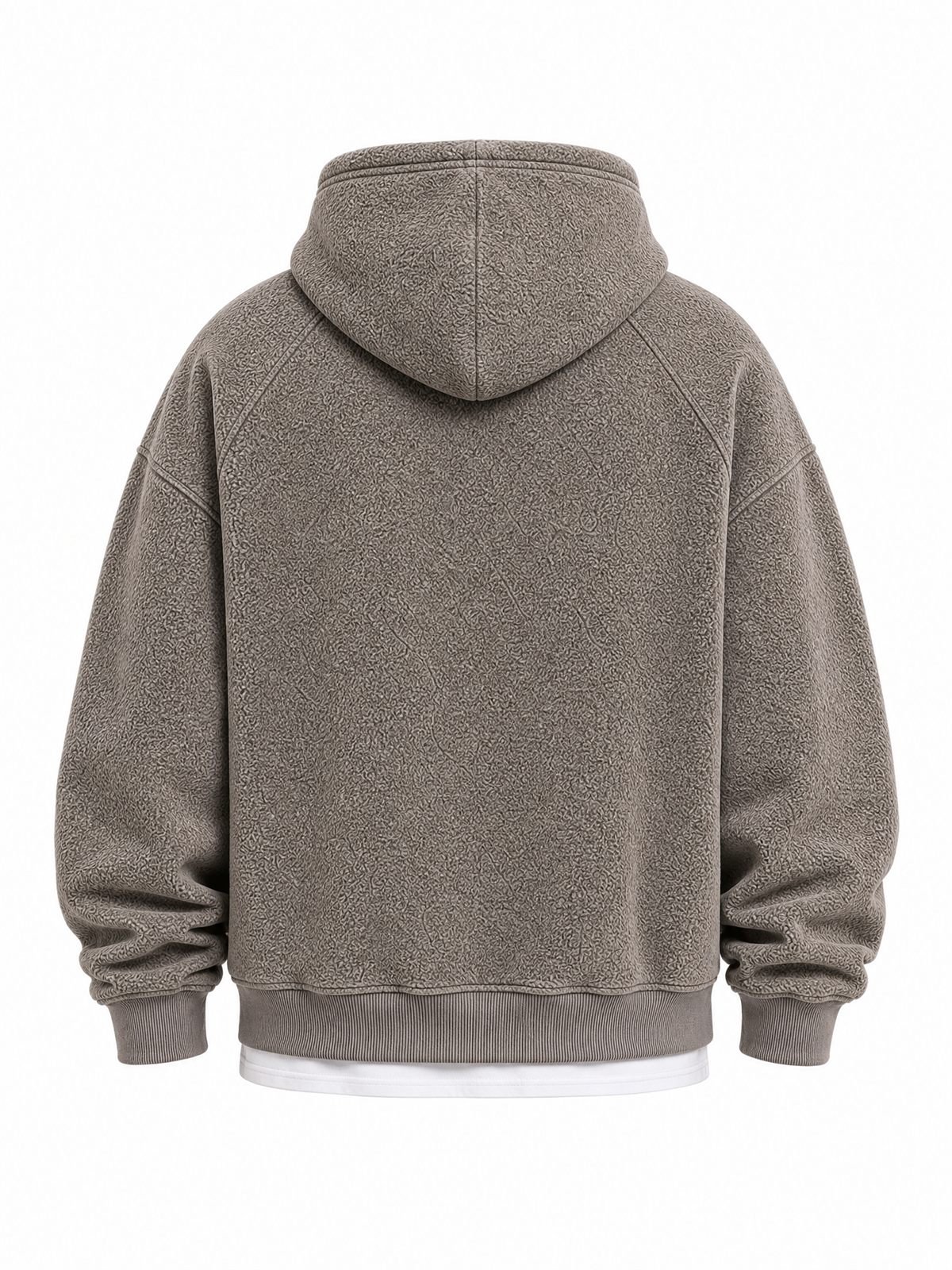 Oversized Fleece Hoodie in taupe — back view