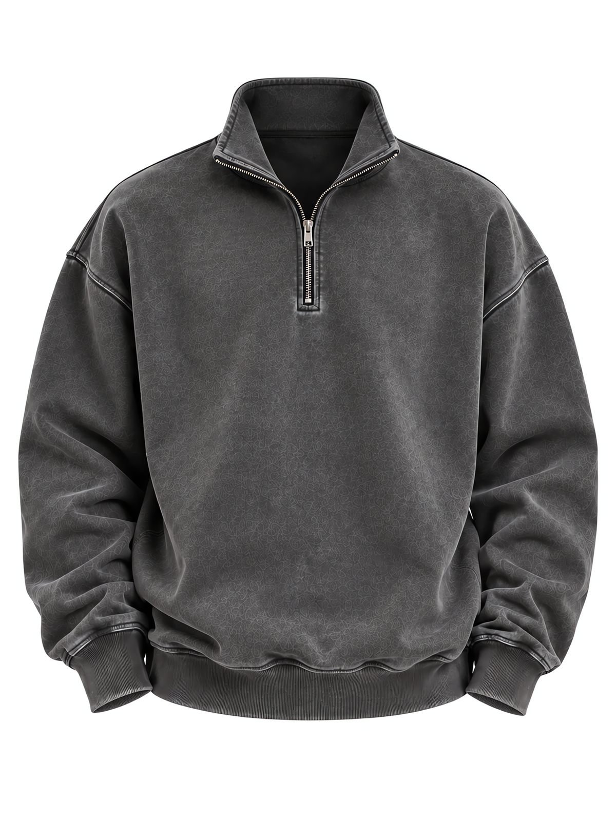 Quarter-Zip Sweatshirt in washed charcoal — flat-lay front view
