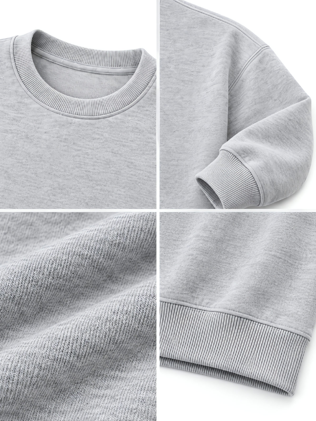 Regular-Fit Cotton Crewneck Sweatshirt in heather grey — fabric and construction detail