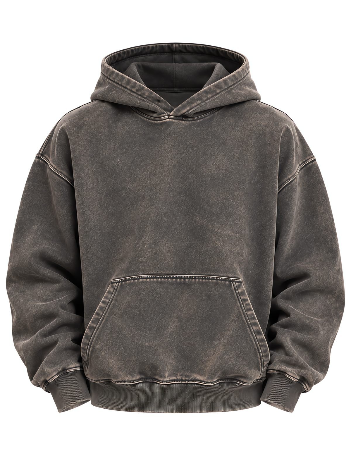 Washed Pullover Hoodie in washed brown — flat-lay front view