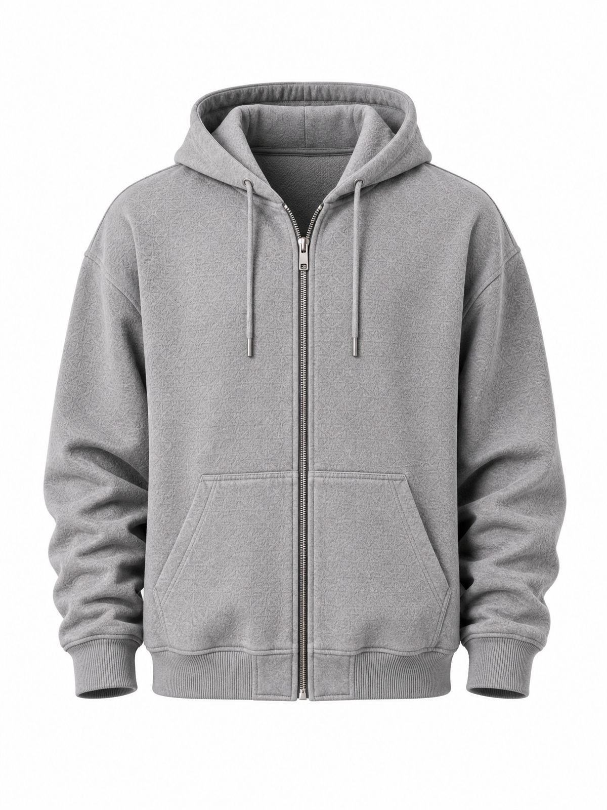 Washed Zip-Up Hoodie in heather grey — front view