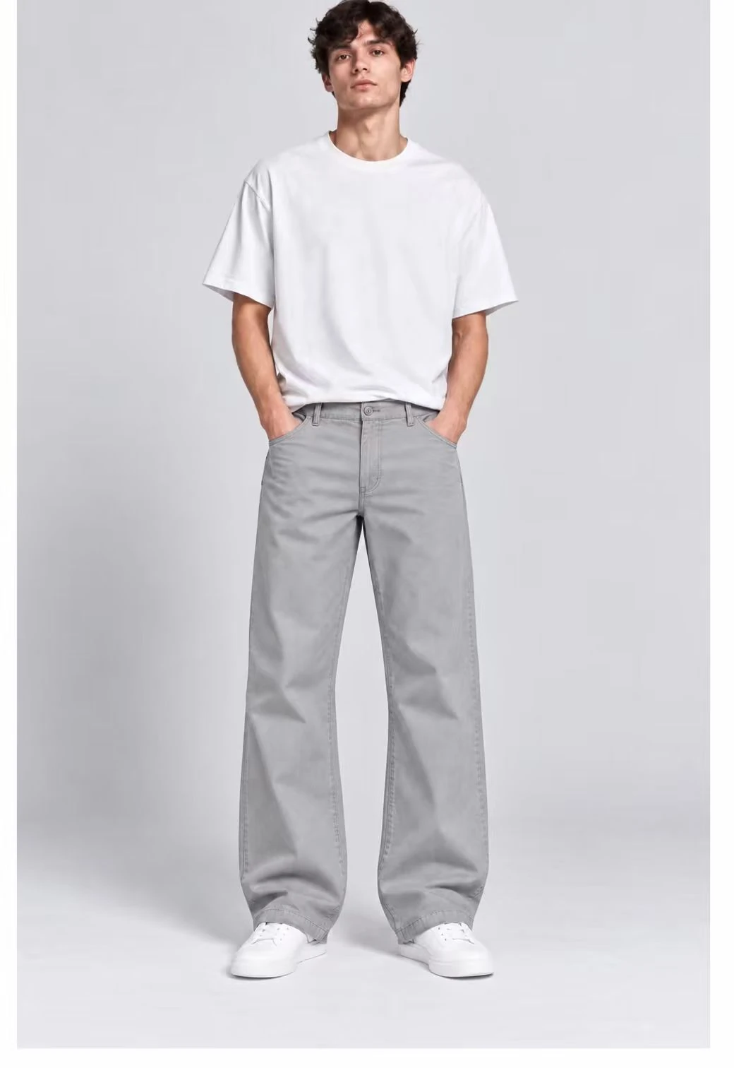 Relaxed-Fit Twill Pants worn by a model, front view