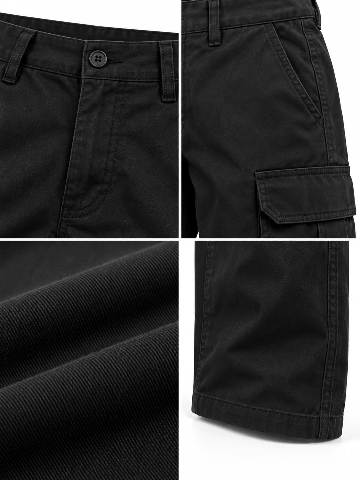 Straight-Leg Multi-Pocket Cargo Pants, construction details reference