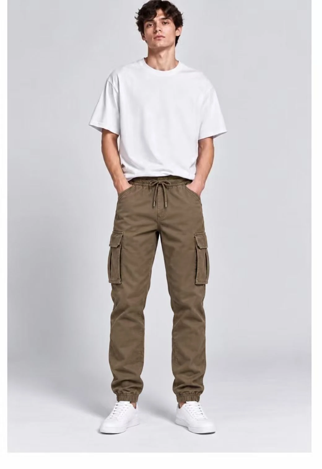 Tapered Cargo Jogger Pants worn by a model, front view